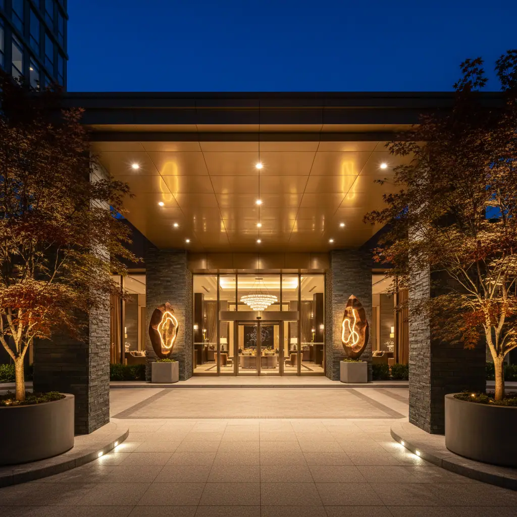Casino resort entrance lighting installation Ontario