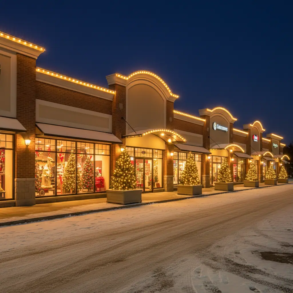 Commercial holiday lighting storefront Toronto GTA