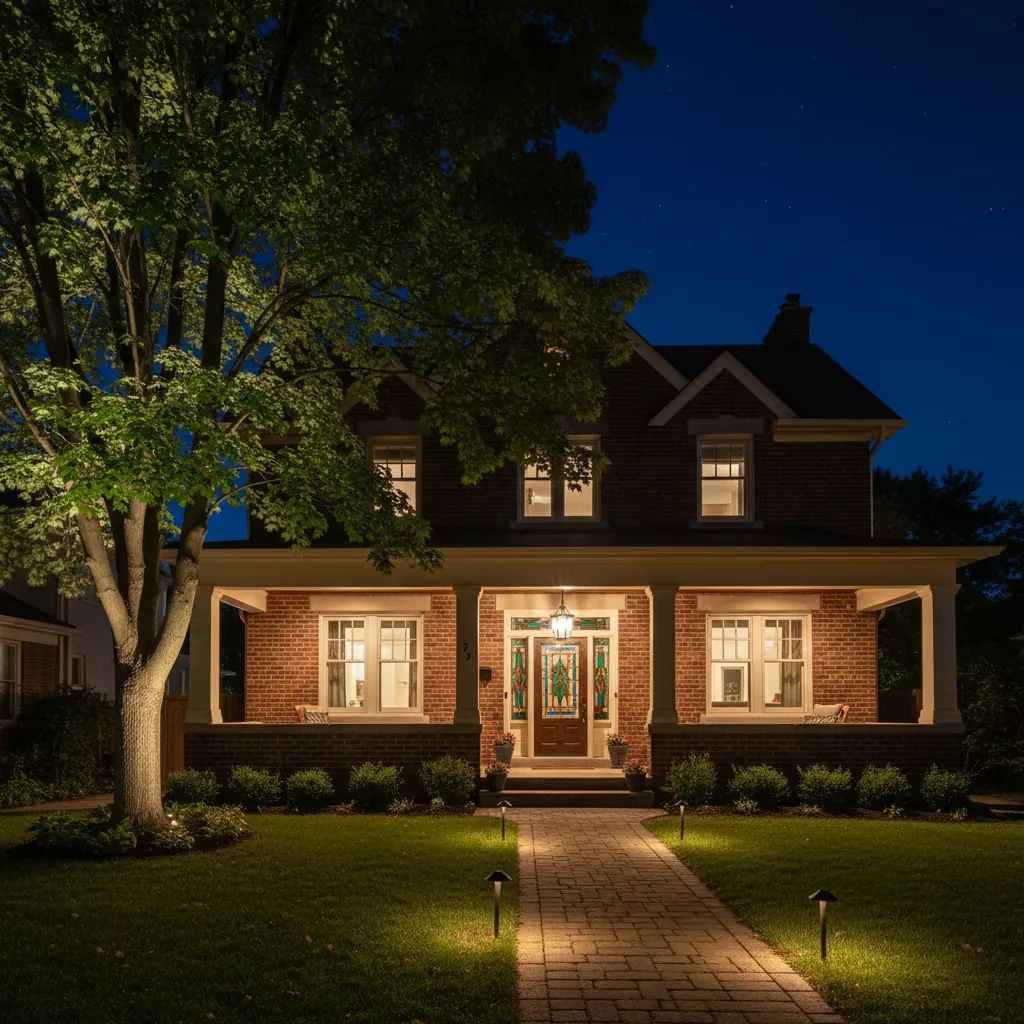Architectural facade lighting on Toronto home
