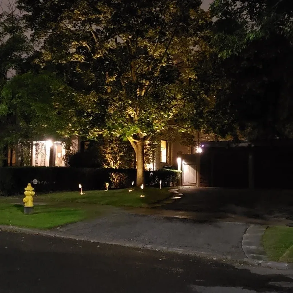 Security and flood lighting for outdoor spaces